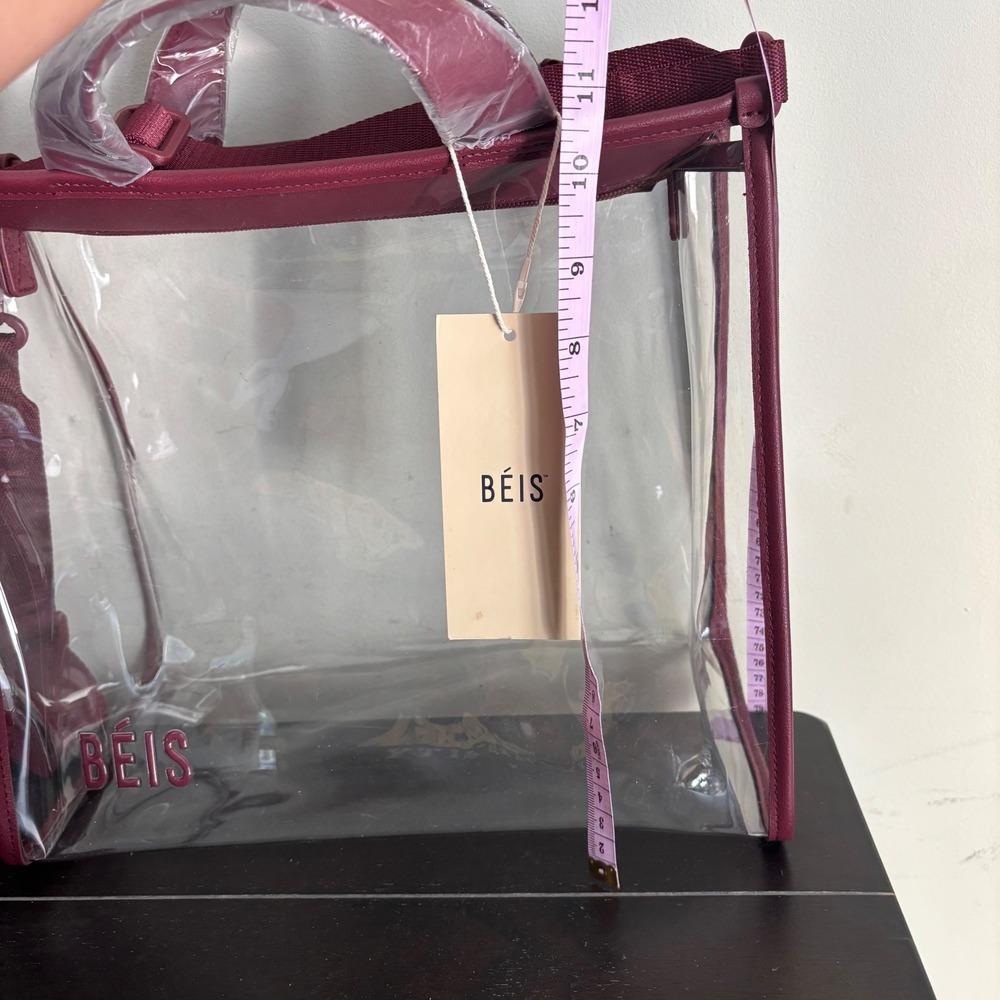 BEIS | The Stadium Tote | Clear Burgundy PVC Crossbody Bag BEIS146901 NEW - Picture 5 of 10